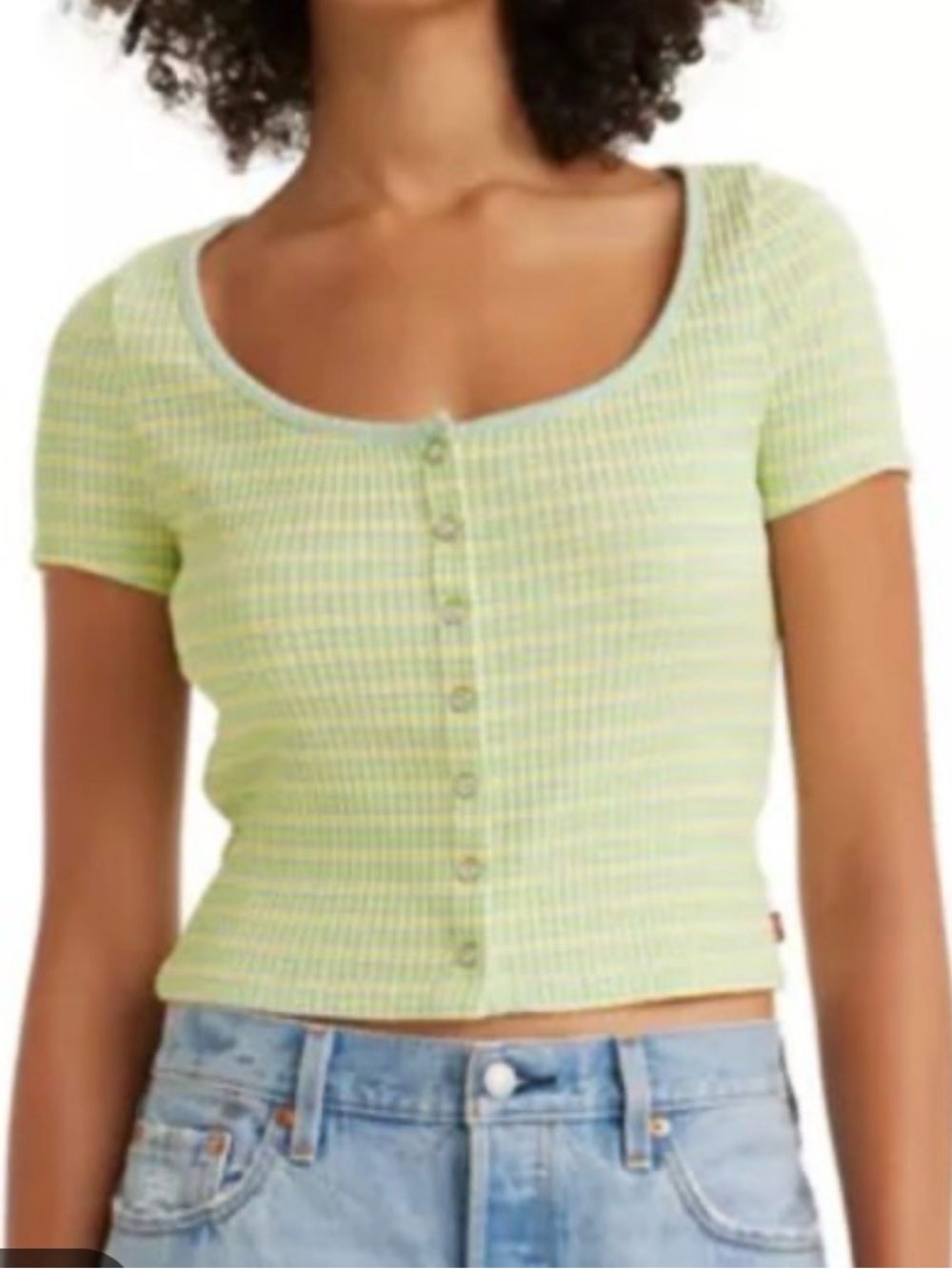 Levi’s Tab Striped Pastel Ribbed Cropped Top